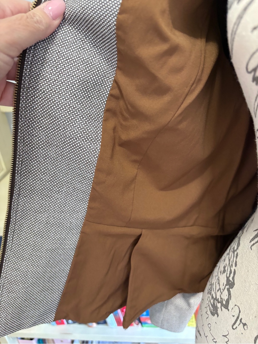 Tahari Taupe Zip-Front Collarless Blazer - Picture 4 of 8